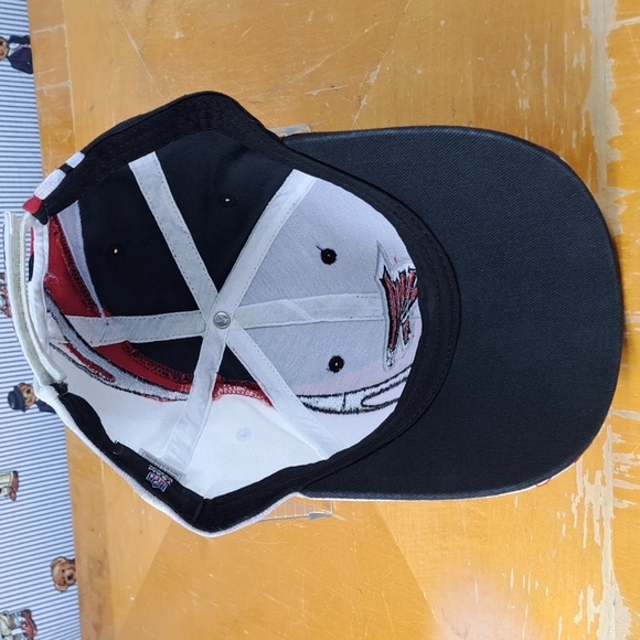 Y2K Atlanta Falcons Reebok stitched logo black & red AOP velcro tab NFL hat - Picture 8 of 10